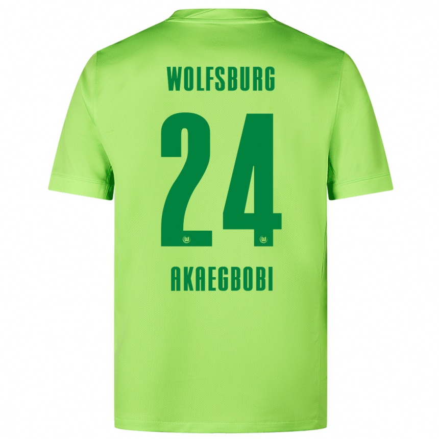 Homme Football Maillot Jonathan Akaegbobi #24 Vert Fluo Tenues Domicile 2024/25