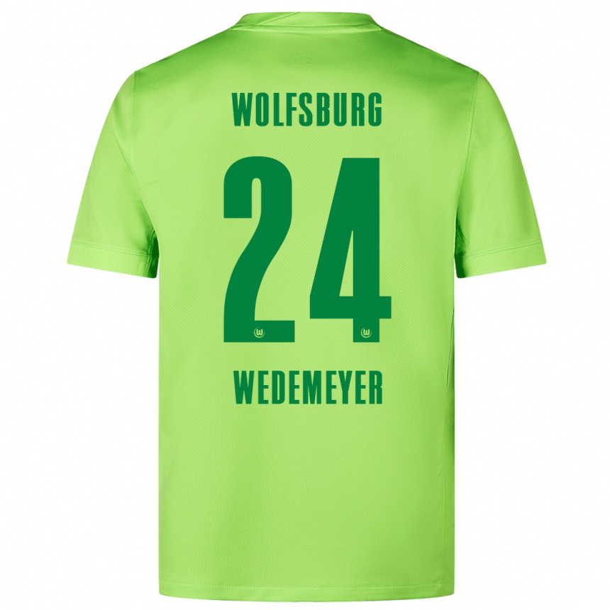 Homme Football Maillot Joelle Wedemeyer #24 Vert Fluo Tenues Domicile 2024/25