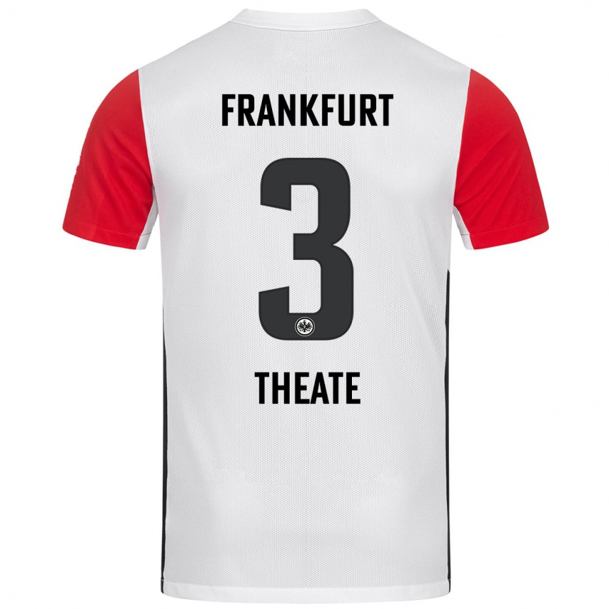 Homme Football Maillot Arthur Theate #3 Blanc Rouge Tenues Domicile 2024/25