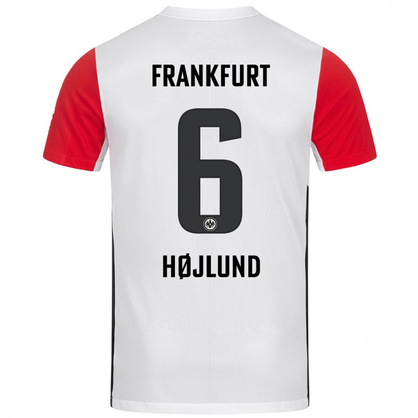 Homme Football Maillot Oscar Højlund #6 Blanc Rouge Tenues Domicile 2024/25