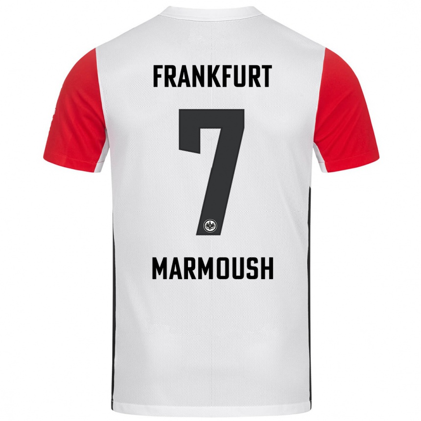 Homme Football Maillot Omar Marmoush #7 Blanc Rouge Tenues Domicile 2024/25