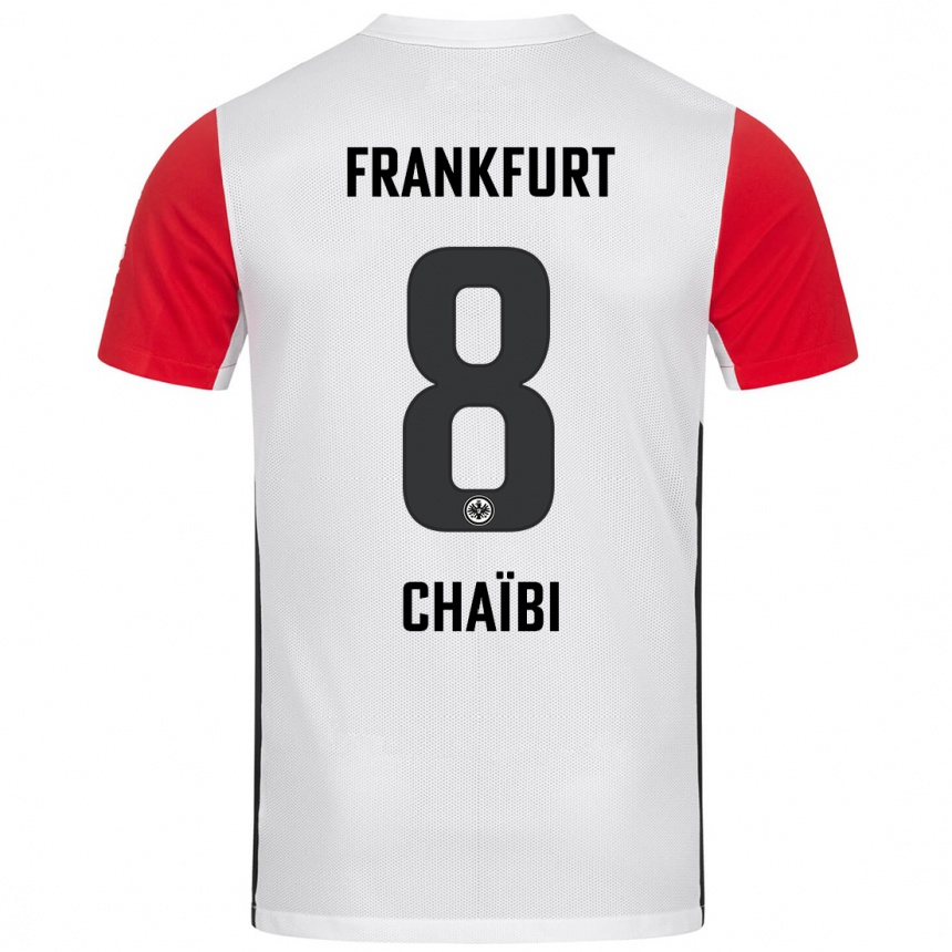 Homme Football Maillot Farès Chaïbi #8 Blanc Rouge Tenues Domicile 2024/25