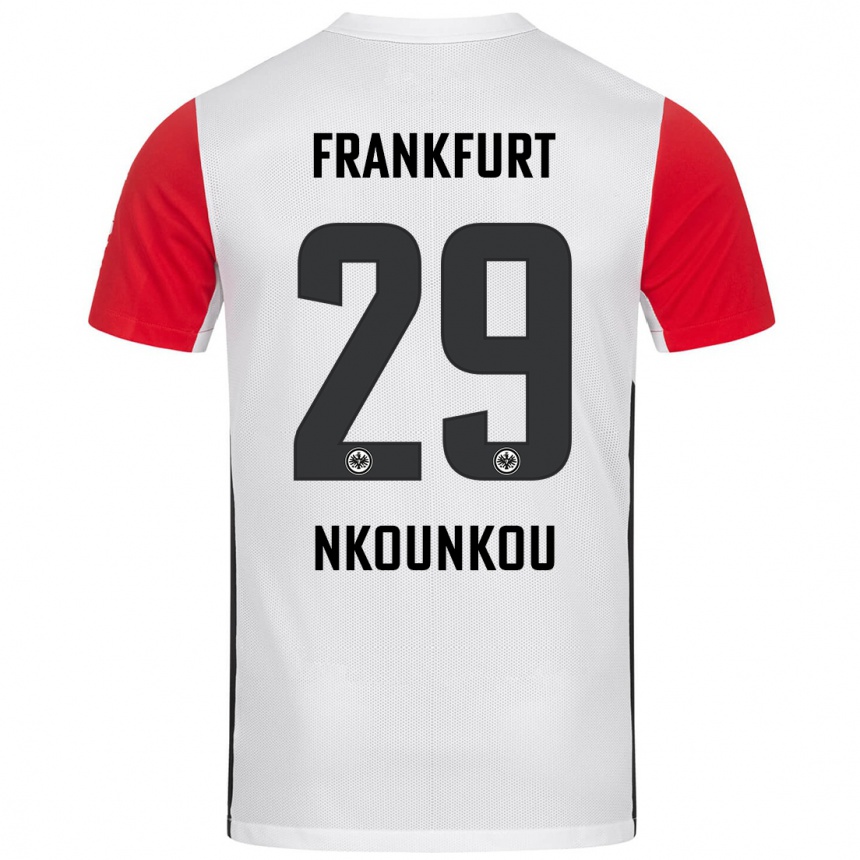 Homme Football Maillot Niels Nkounkou #29 Blanc Rouge Tenues Domicile 2024/25