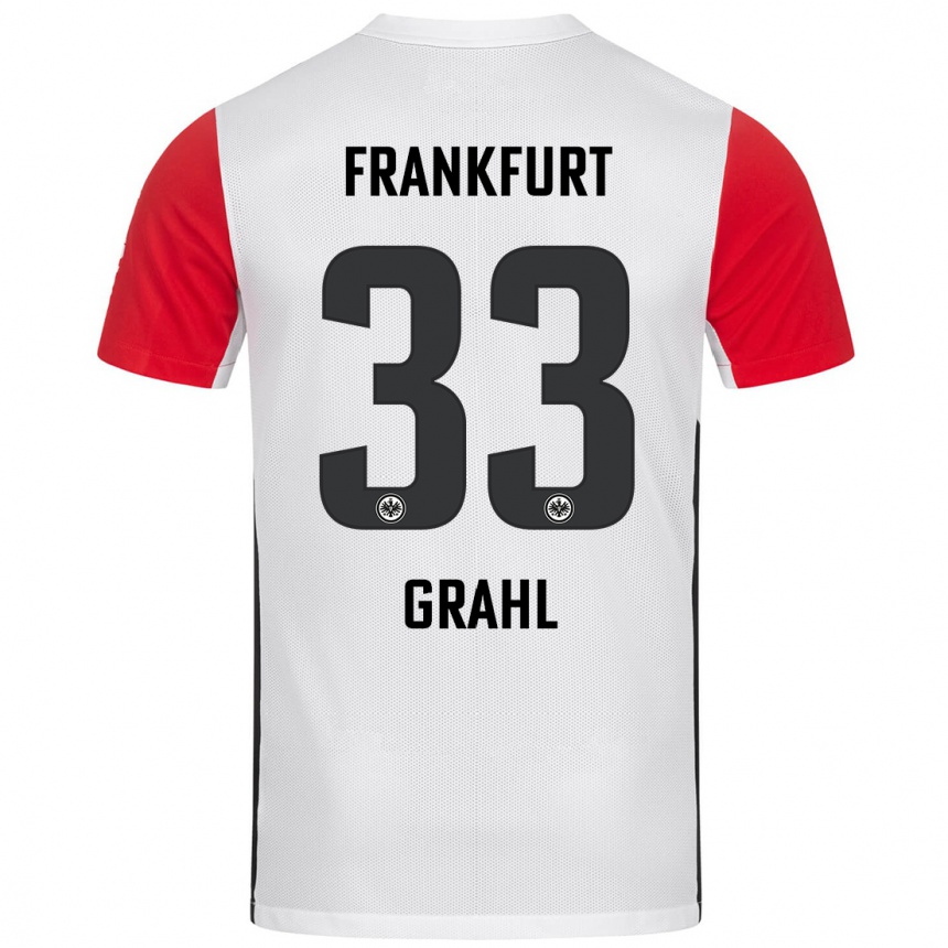 Homme Football Maillot Jens Grahl #33 Blanc Rouge Tenues Domicile 2024/25