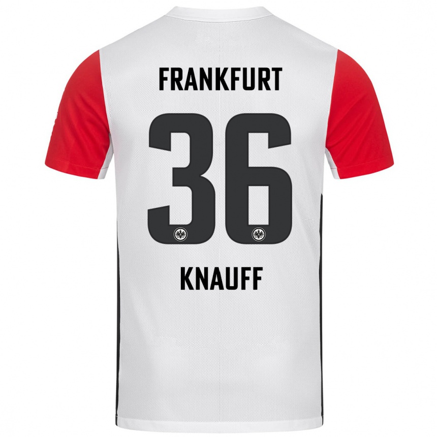 Homme Football Maillot Ansgar Knauff #36 Blanc Rouge Tenues Domicile 2024/25