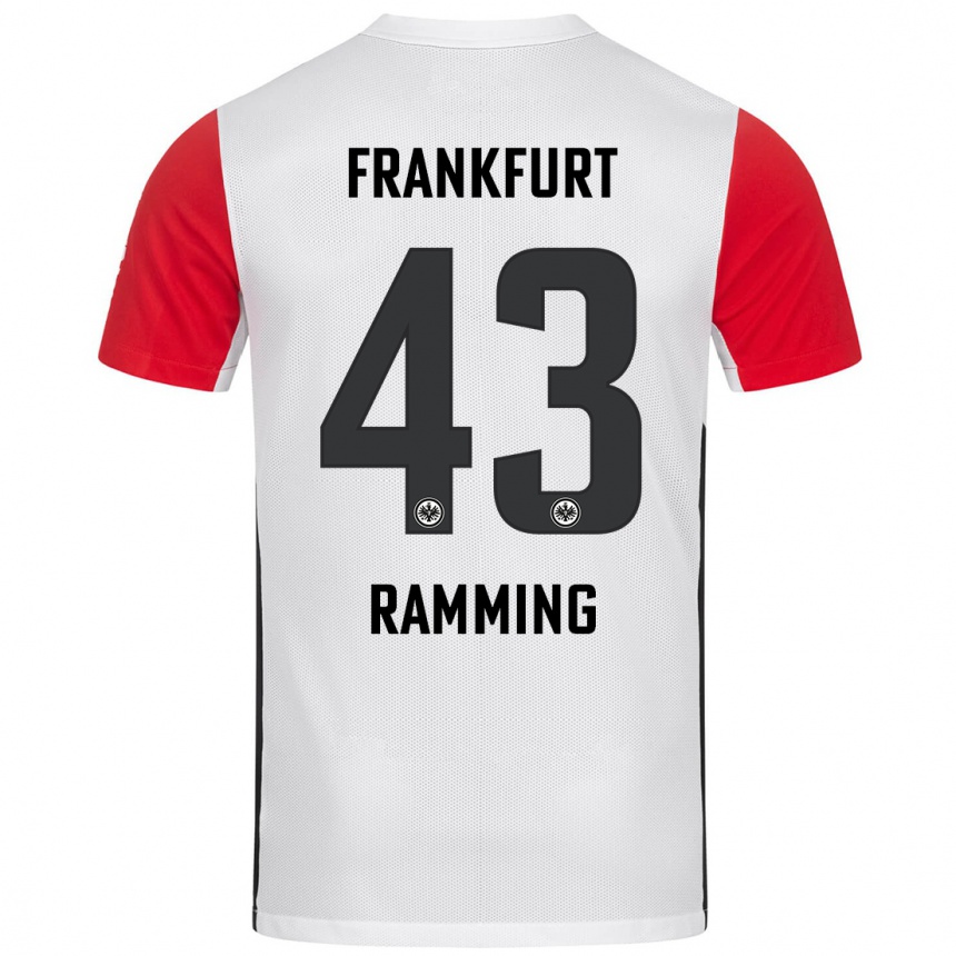 Homme Football Maillot Nils Ramming #43 Blanc Rouge Tenues Domicile 2024/25