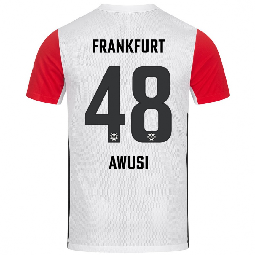 Homme Football Maillot Junior Awusi #48 Blanc Rouge Tenues Domicile 2024/25