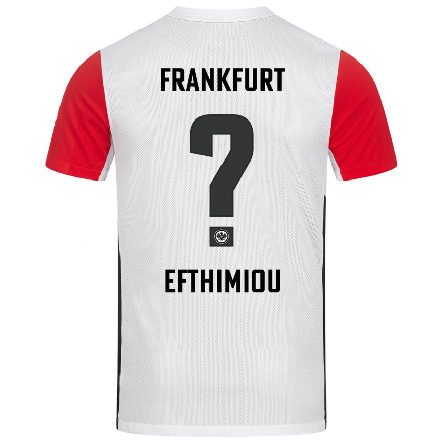 Homme Football Maillot Sissis Efthimiou #0 Blanc Rouge Tenues Domicile 2024/25