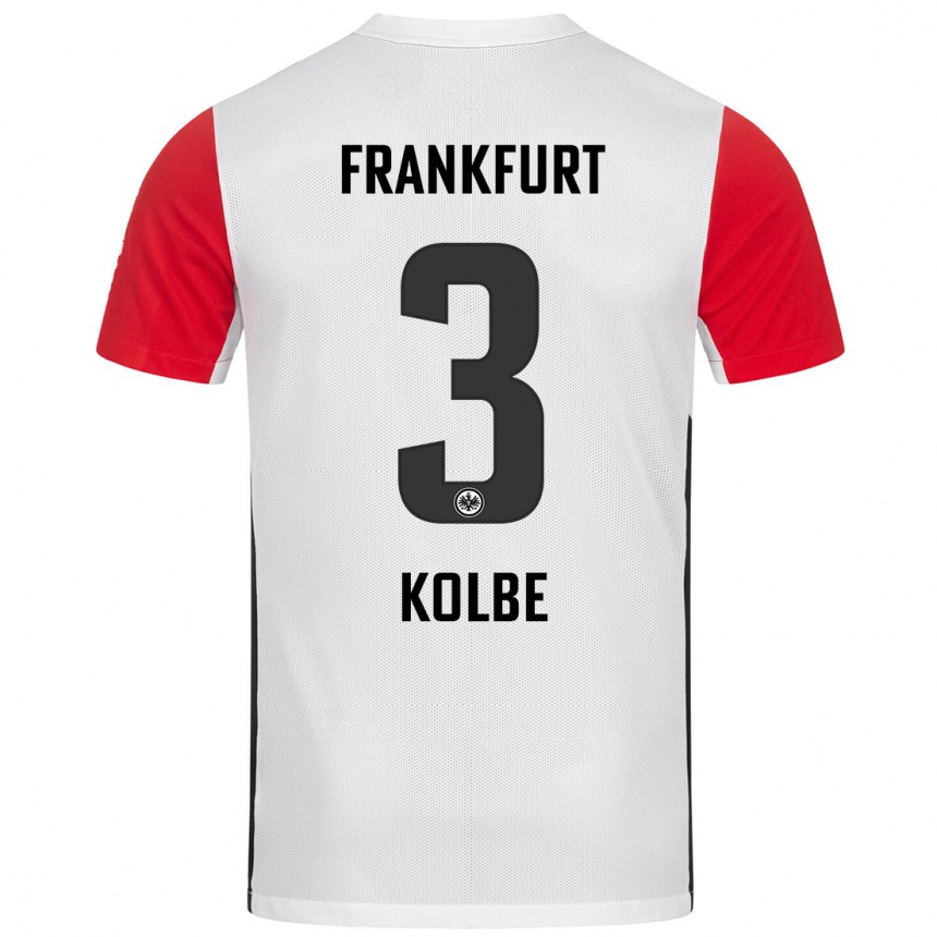 Homme Football Maillot Louis Kolbe #3 Blanc Rouge Tenues Domicile 2024/25