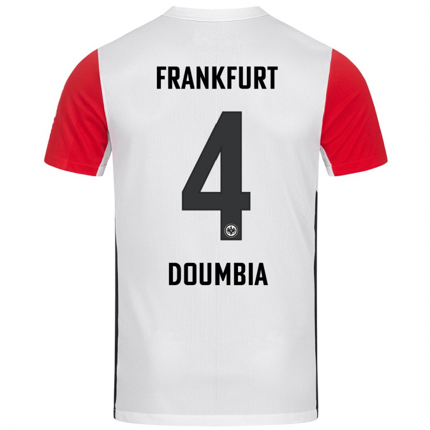 Homme Football Maillot Fousseny Doumbia #4 Blanc Rouge Tenues Domicile 2024/25