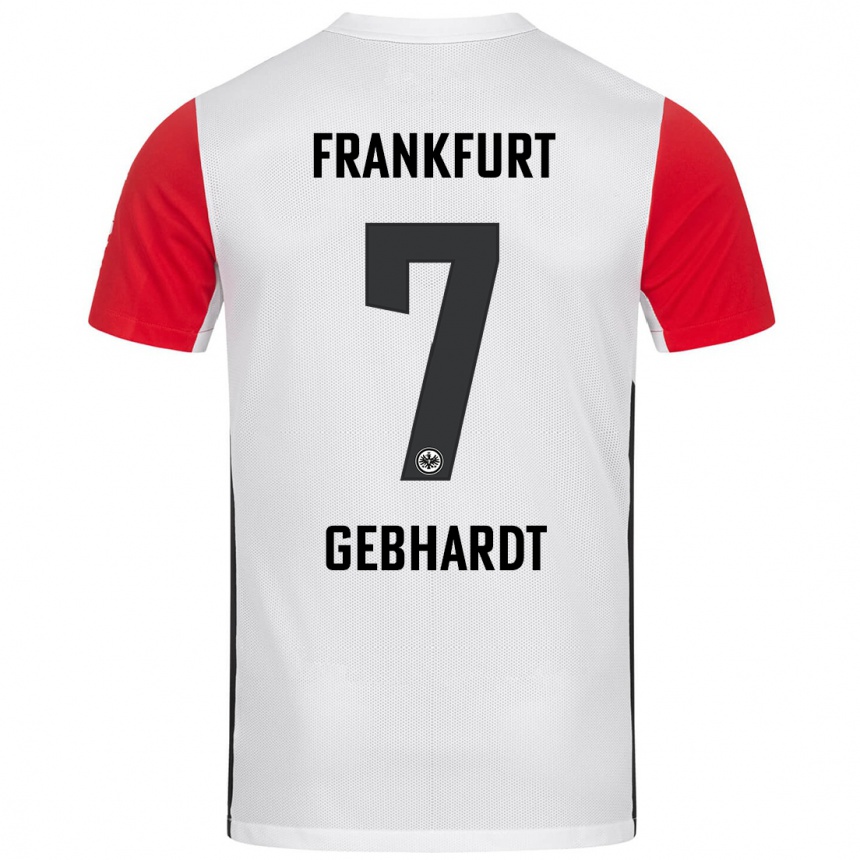 Homme Football Maillot Luca Gebhardt #7 Blanc Rouge Tenues Domicile 2024/25