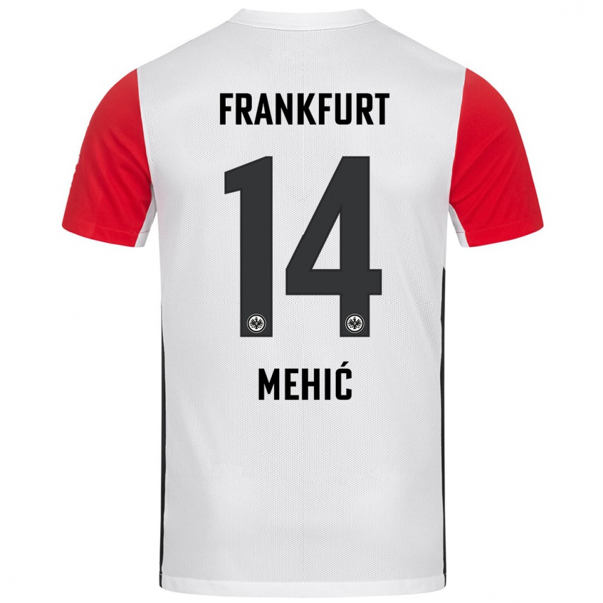 Homme Football Maillot Liam Mehić #14 Blanc Rouge Tenues Domicile 2024/25