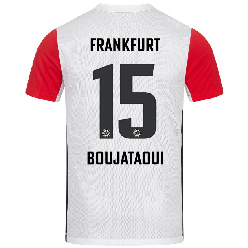 Homme Football Maillot Tarik Boujataoui #15 Blanc Rouge Tenues Domicile 2024/25