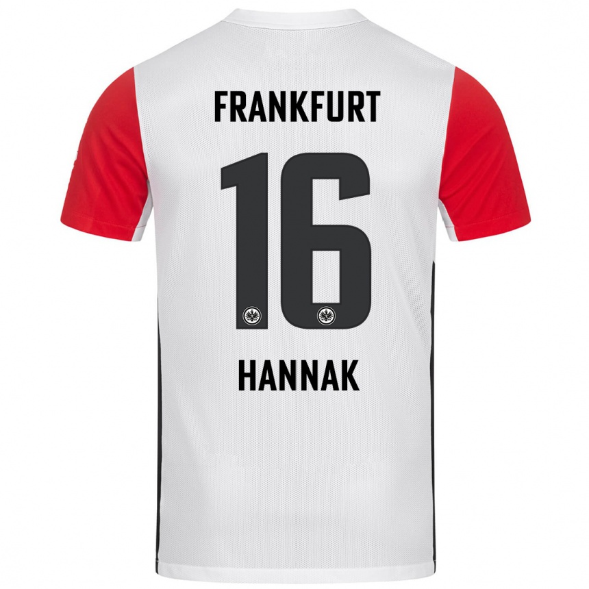 Homme Football Maillot Tim Hannak #16 Blanc Rouge Tenues Domicile 2024/25