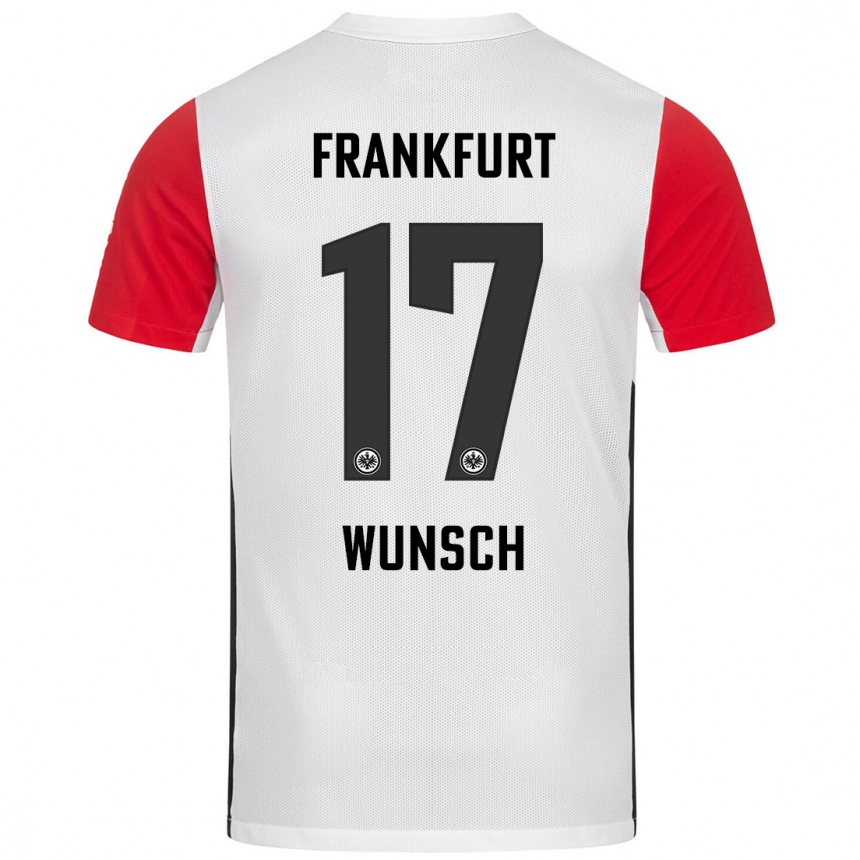 Homme Football Maillot Paul Wünsch #17 Blanc Rouge Tenues Domicile 2024/25