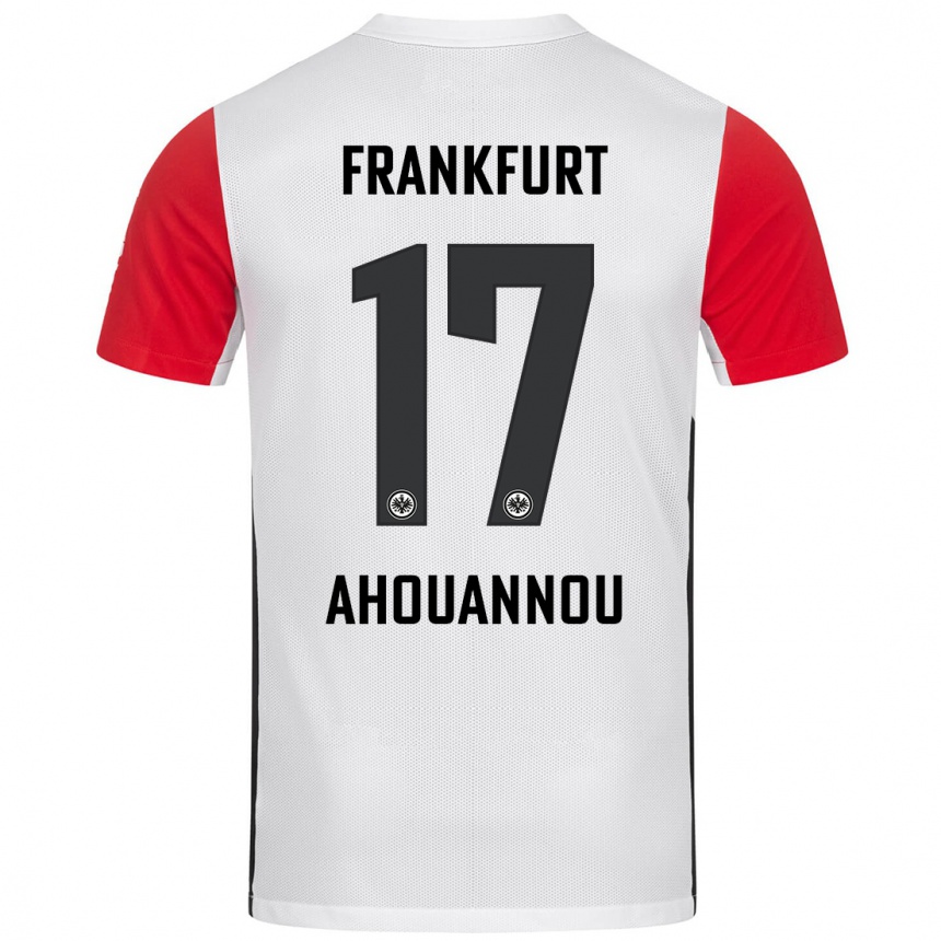 Homme Football Maillot Yannis Ahouannou #17 Blanc Rouge Tenues Domicile 2024/25