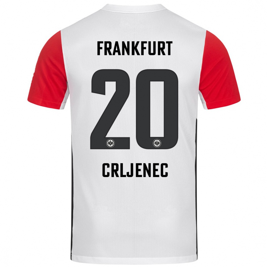 Homme Football Maillot Dominik Crljenec #20 Blanc Rouge Tenues Domicile 2024/25