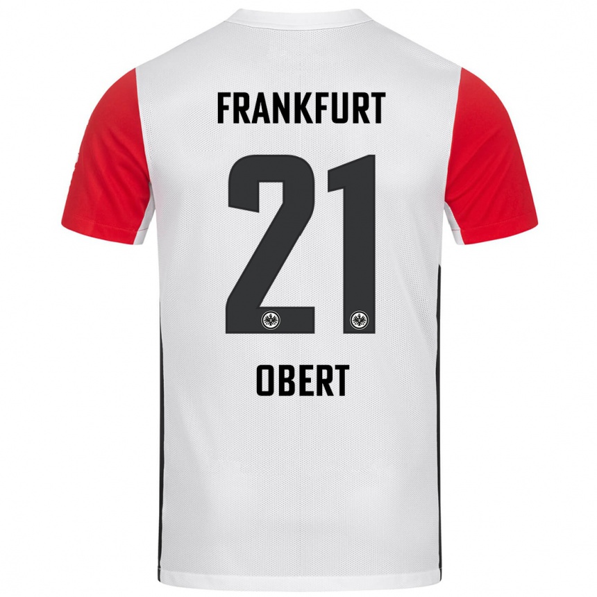 Homme Football Maillot Yuriy Obert #21 Blanc Rouge Tenues Domicile 2024/25