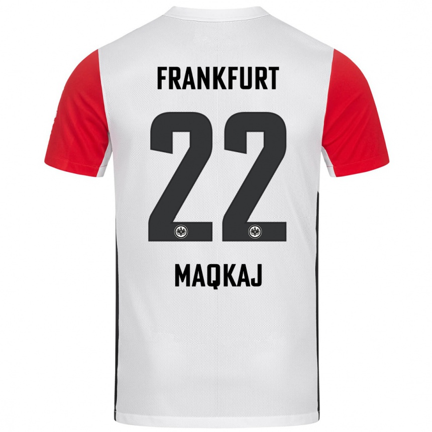 Homme Football Maillot Dritan Maqkaj #22 Blanc Rouge Tenues Domicile 2024/25