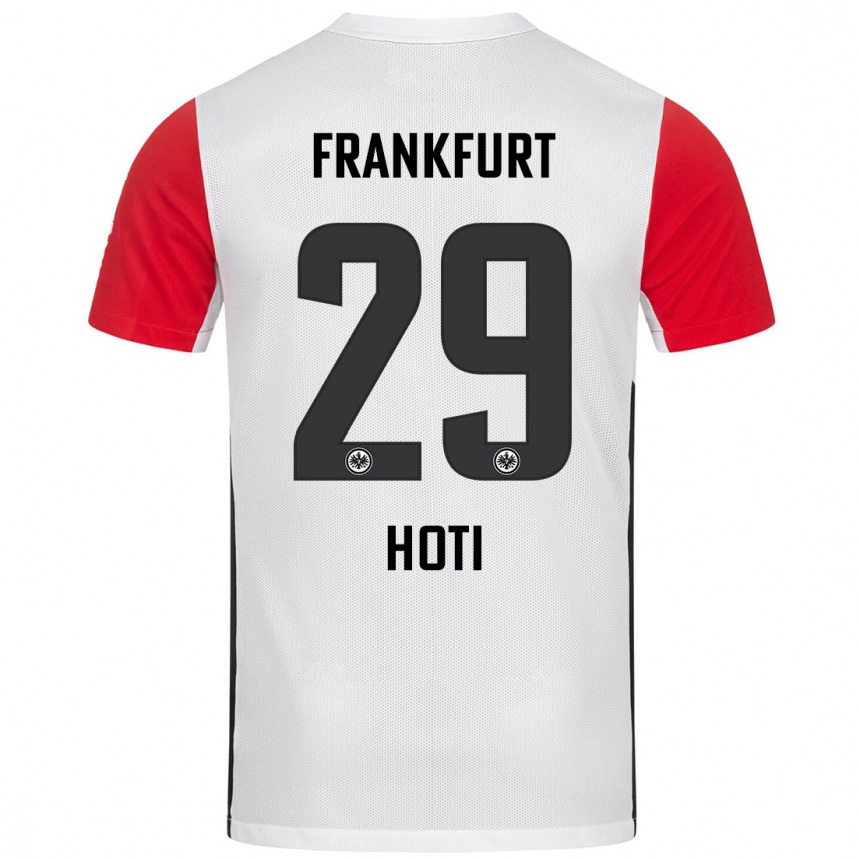 Homme Football Maillot Leart Hoti #29 Blanc Rouge Tenues Domicile 2024/25