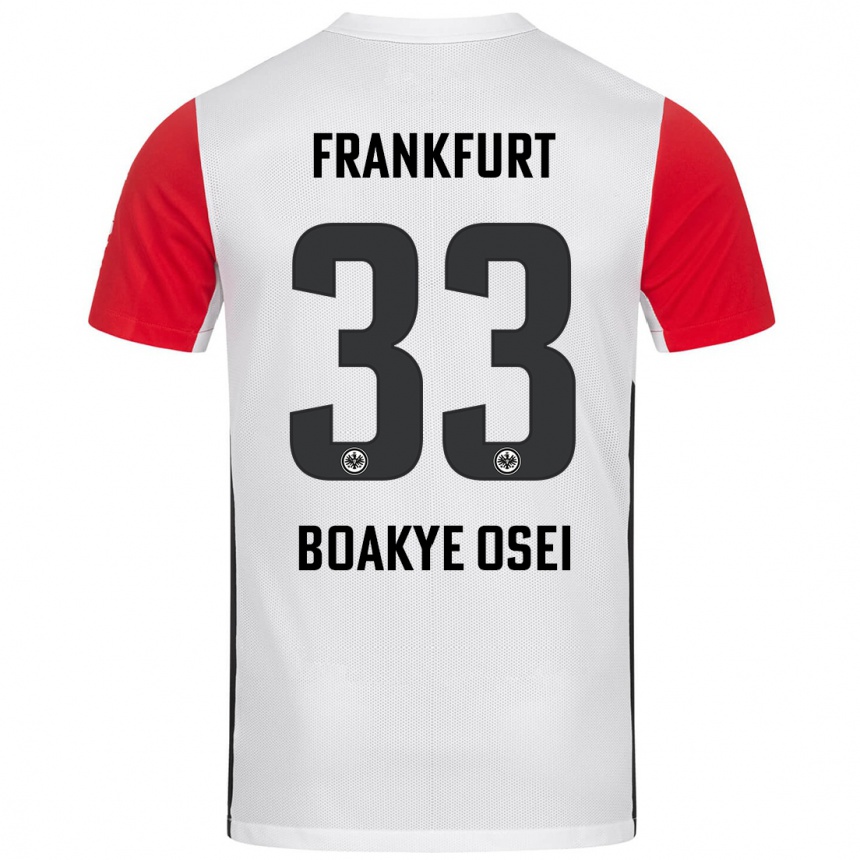 Homme Football Maillot Derek Boakye-Osei #33 Blanc Rouge Tenues Domicile 2024/25