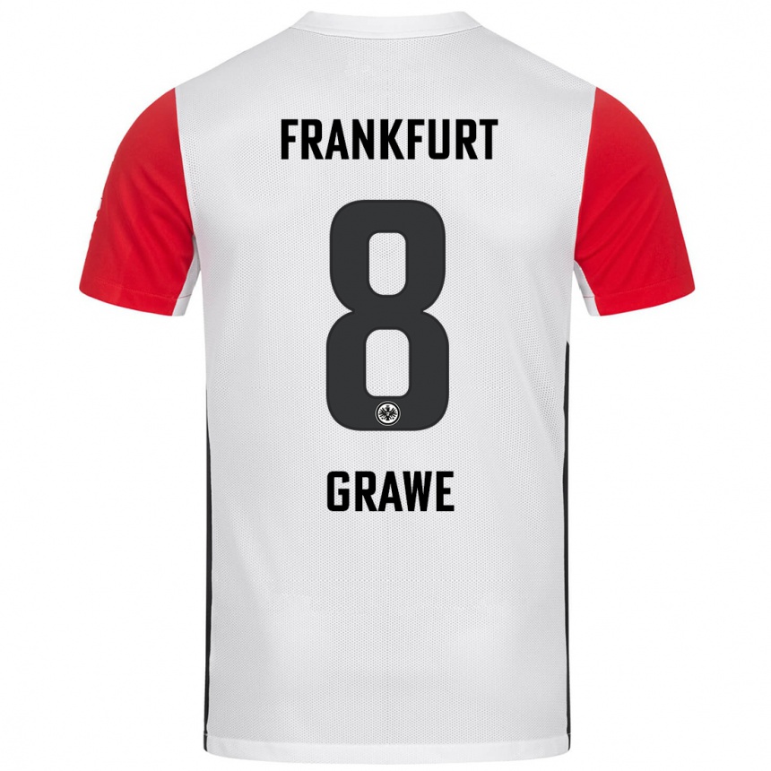 Homme Football Maillot Lisanne Gräwe #8 Blanc Rouge Tenues Domicile 2024/25