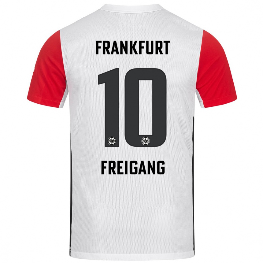 Homme Football Maillot Laura Freigang #10 Blanc Rouge Tenues Domicile 2024/25