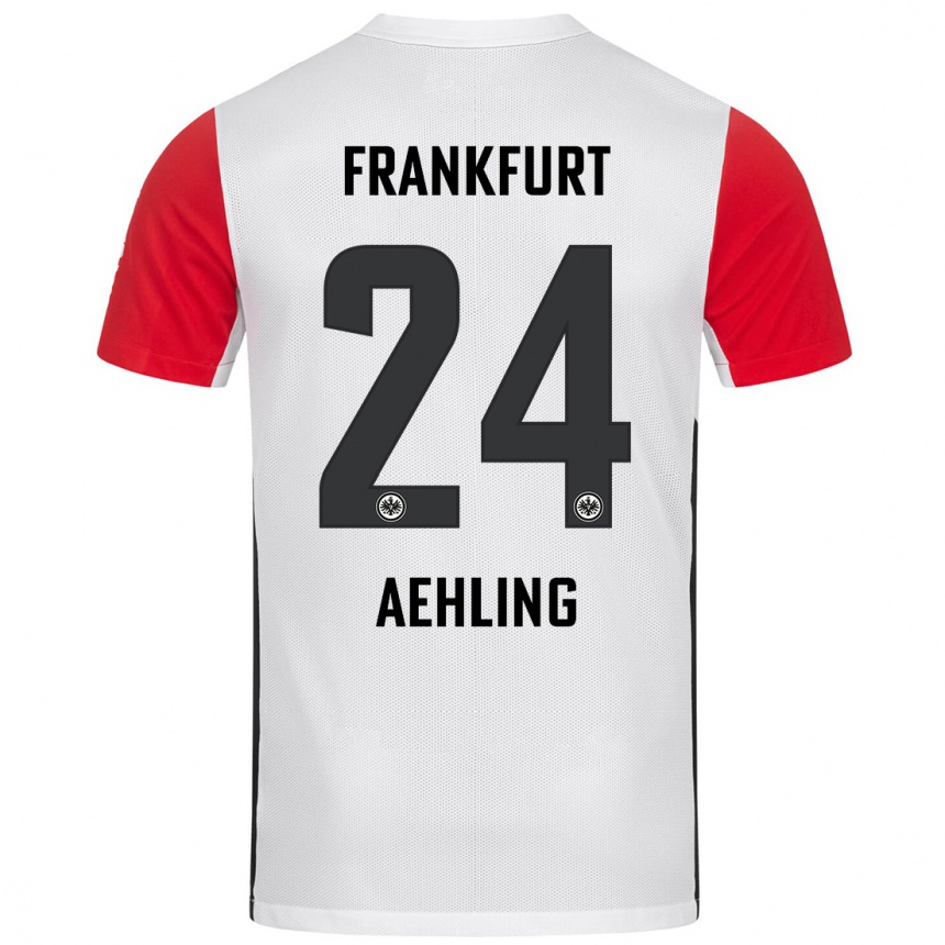 Homme Football Maillot Anna Aehling #24 Blanc Rouge Tenues Domicile 2024/25