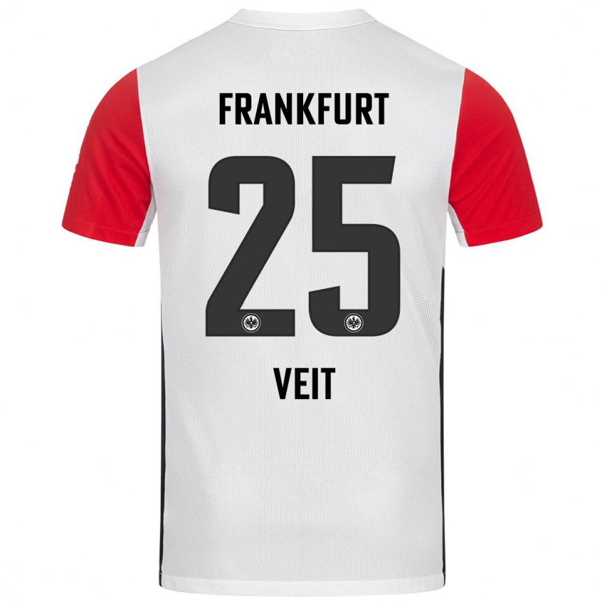 Homme Football Maillot Jella Veit #25 Blanc Rouge Tenues Domicile 2024/25