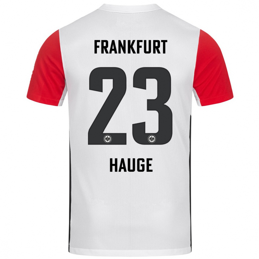 Homme Football Maillot Jens Petter Hauge #23 Blanc Rouge Tenues Domicile 2024/25