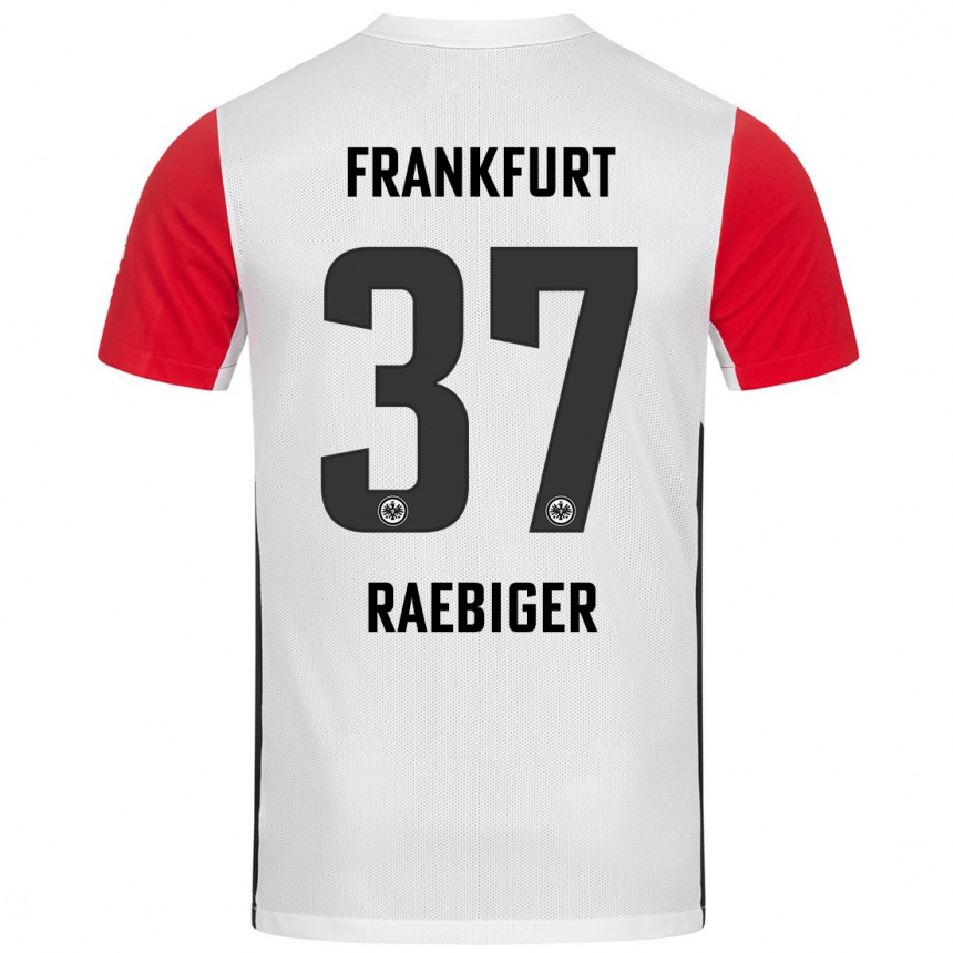 Homme Football Maillot Sidney Raebiger #37 Blanc Rouge Tenues Domicile 2024/25