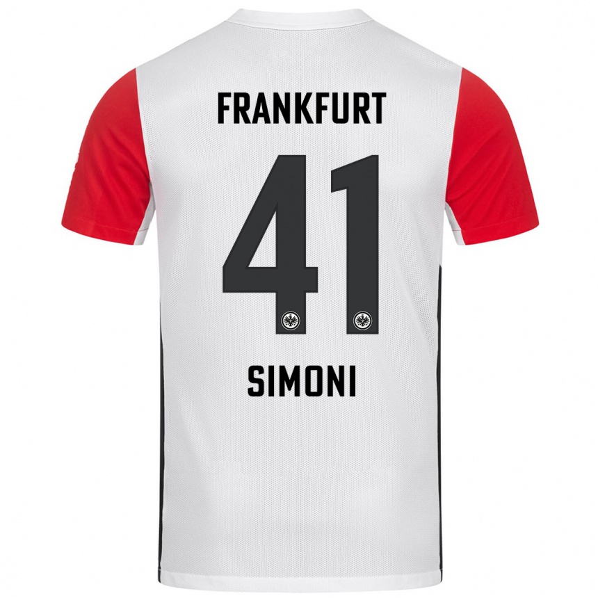 Homme Football Maillot Simon Simoni #41 Blanc Rouge Tenues Domicile 2024/25