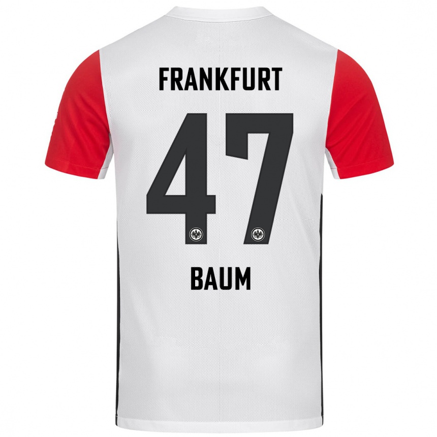 Homme Football Maillot Elias Baum #47 Blanc Rouge Tenues Domicile 2024/25