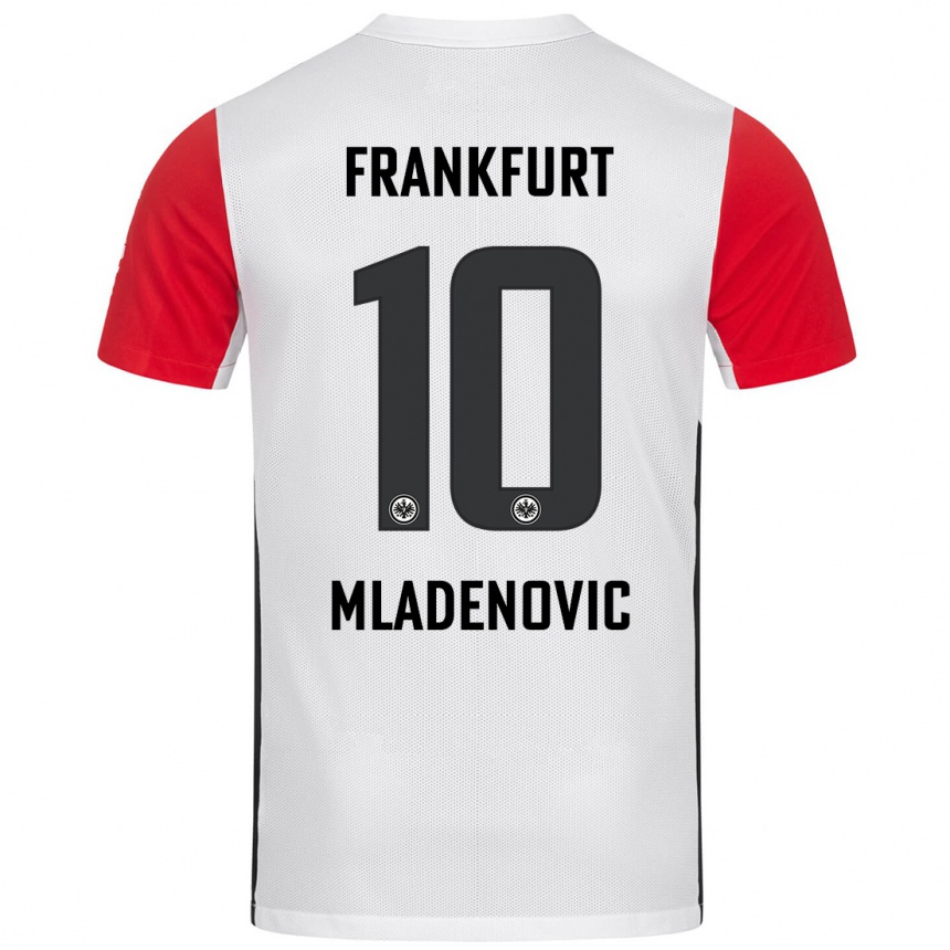 Homme Football Maillot Marko Mladenovic #10 Blanc Rouge Tenues Domicile 2024/25