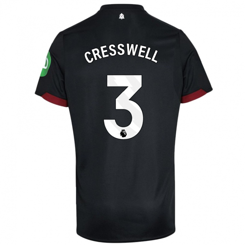 Homme Football Maillot Aaron Cresswell #3 Noir Blanc Tenues Extérieur 2024/25