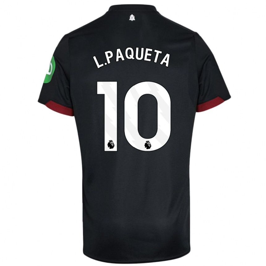 Homme Football Maillot Lucas Paqueta #10 Noir Blanc Tenues Extérieur 2024/25