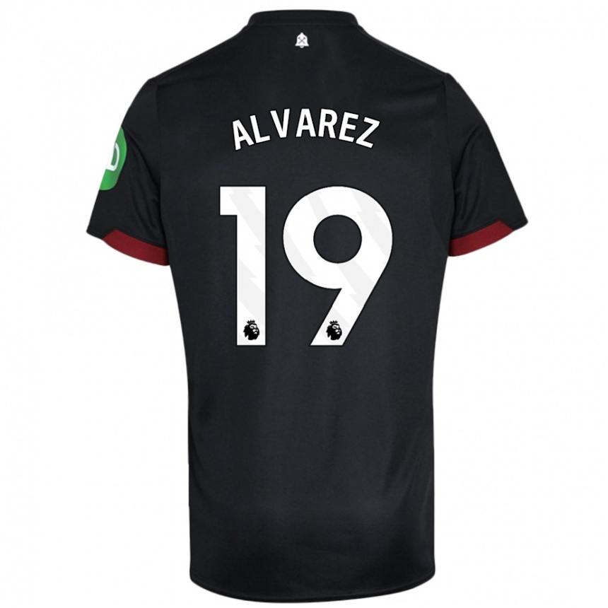 Homme Football Maillot Edson Alvarez #19 Noir Blanc Tenues Extérieur 2024/25