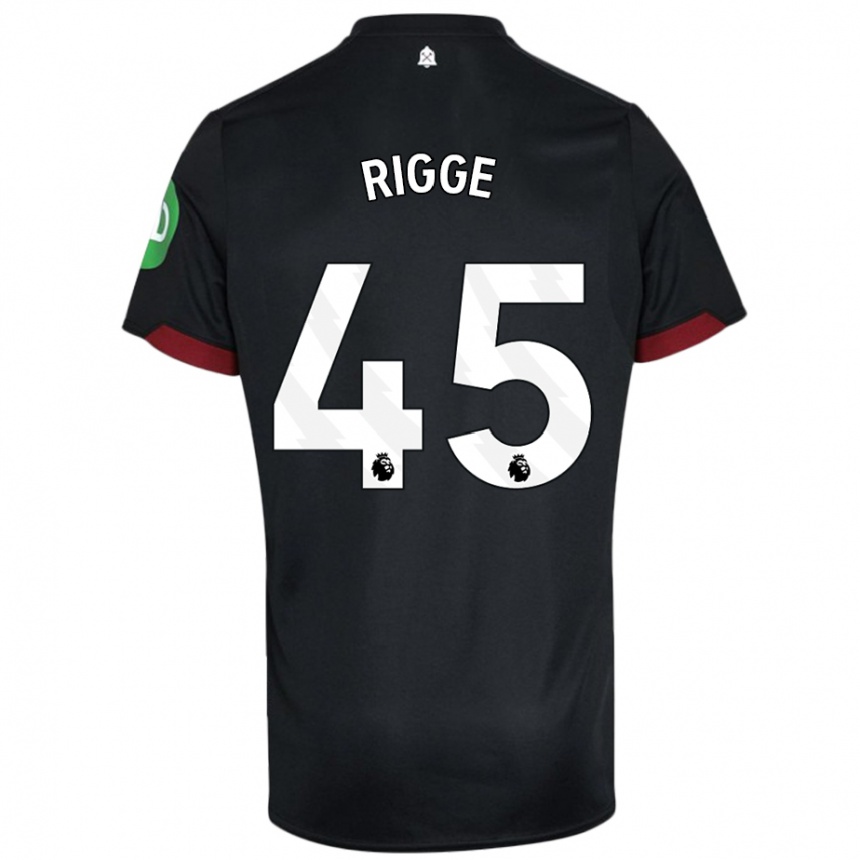 Homme Football Maillot Daniel Rigge #45 Noir Blanc Tenues Extérieur 2024/25