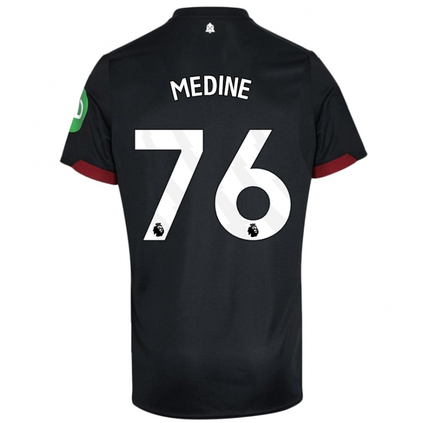 Homme Football Maillot Jethro Medine #76 Noir Blanc Tenues Extérieur 2024/25