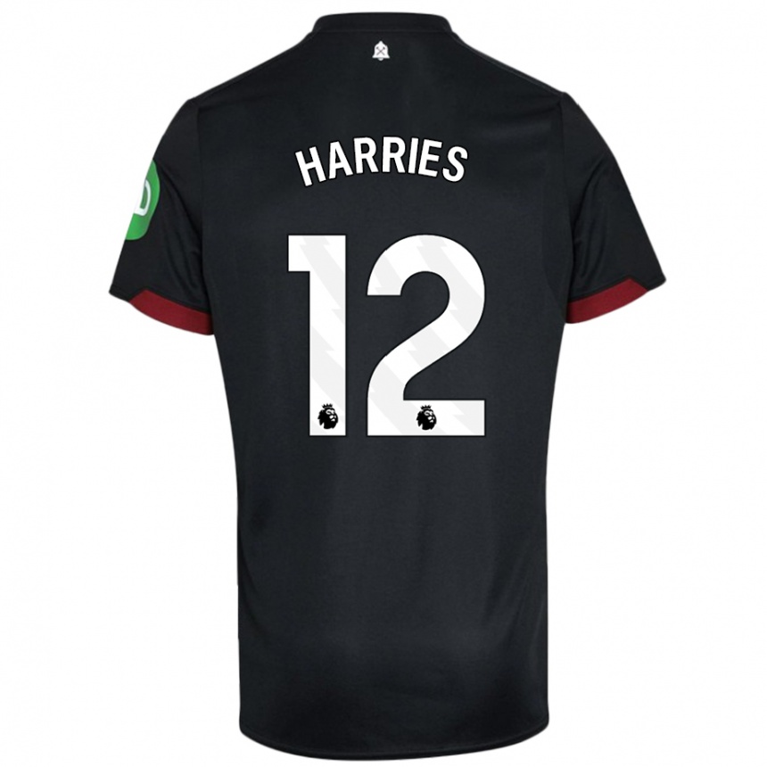 Homme Football Maillot Emma Harries #12 Noir Blanc Tenues Extérieur 2024/25