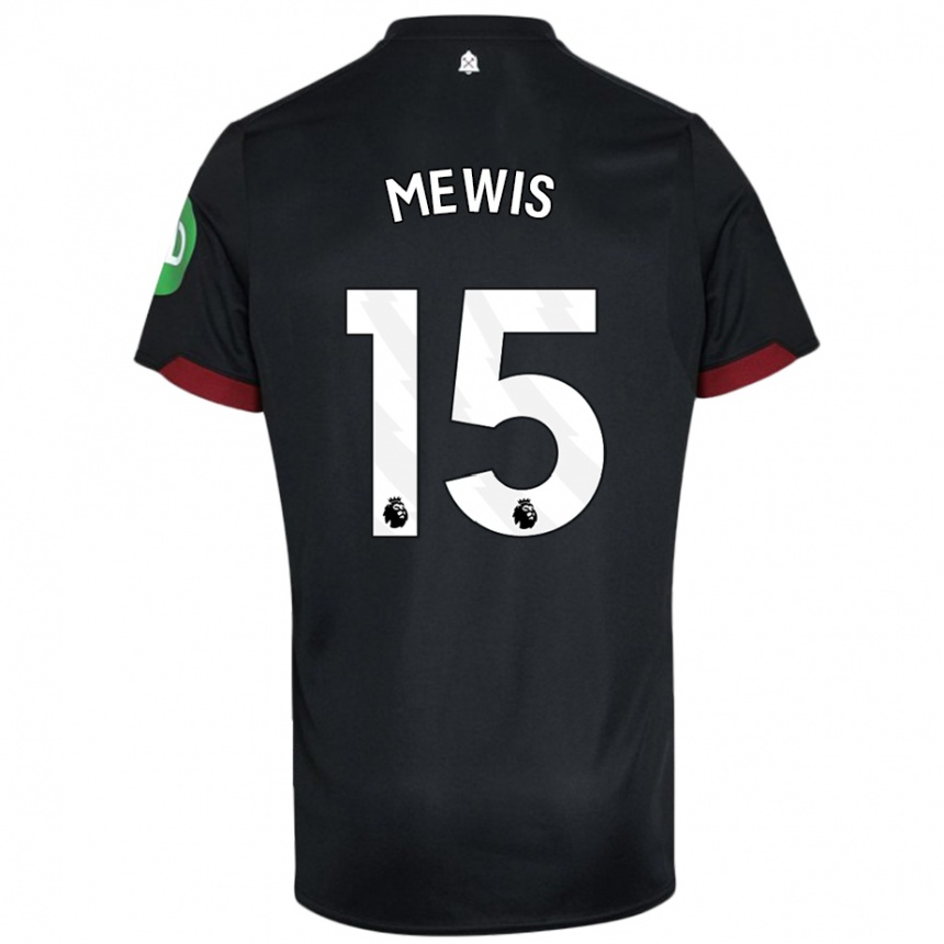 Homme Football Maillot Kristie Mewis #15 Noir Blanc Tenues Extérieur 2024/25