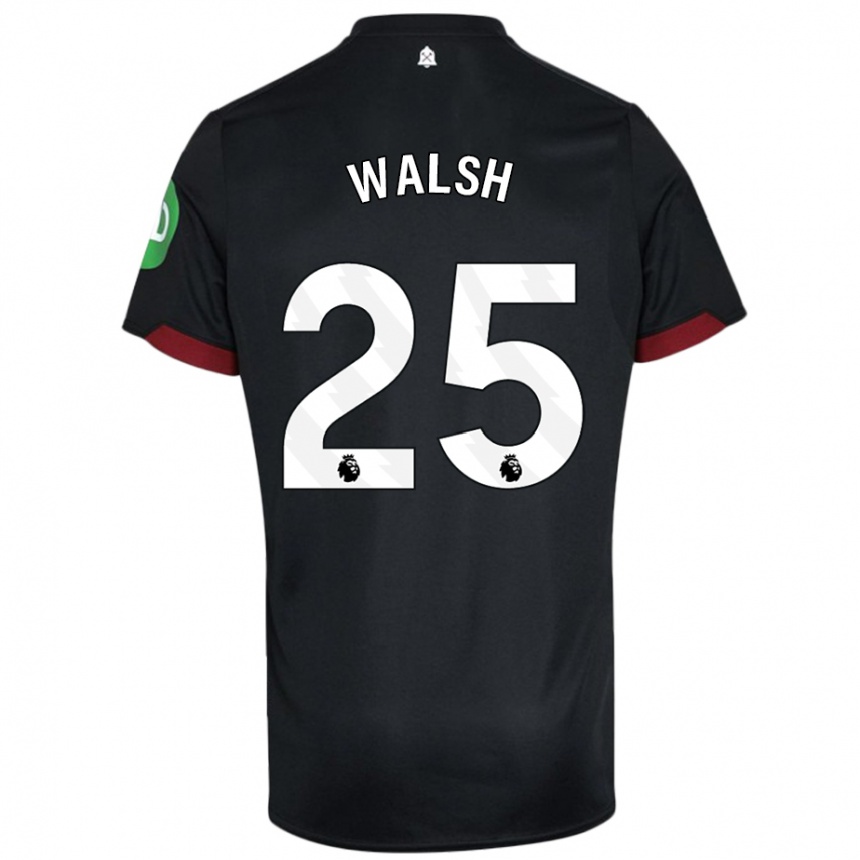 Homme Football Maillot Megan Walsh #25 Noir Blanc Tenues Extérieur 2024/25