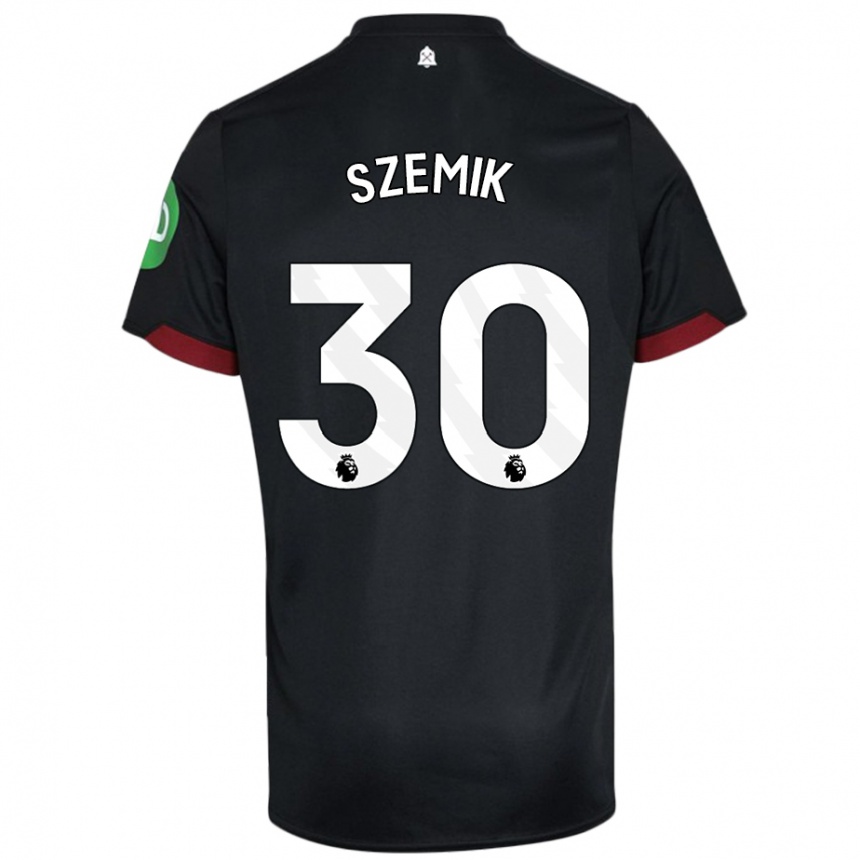 Homme Football Maillot Kinga Szemik #30 Noir Blanc Tenues Extérieur 2024/25