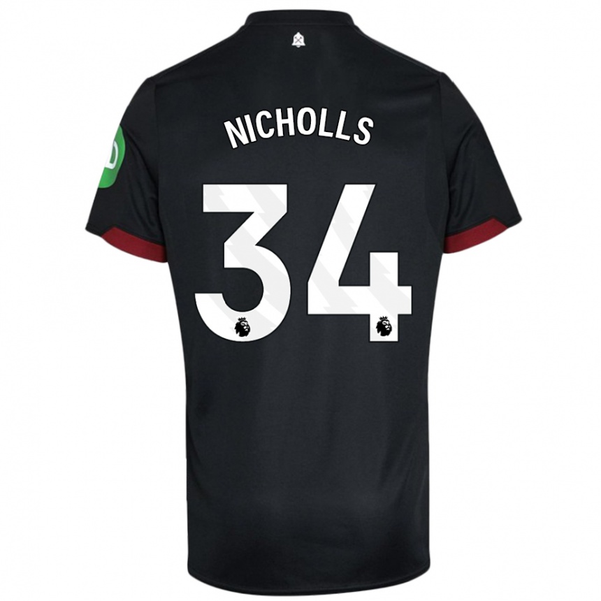 Homme Football Maillot Macey Nicholls #34 Noir Blanc Tenues Extérieur 2024/25