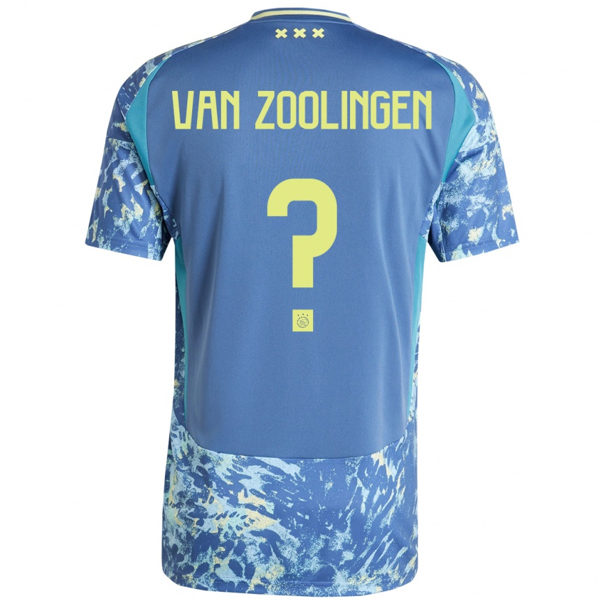 Homme Football Maillot Glenn Van Zoolingen #0 Gris Bleu Jaune Tenues Extérieur 2024/25