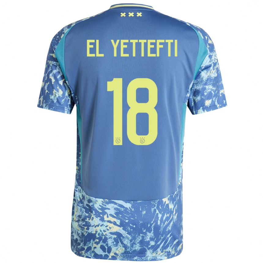 Homme Football Maillot Adil Amghar El Yettefti #18 Gris Bleu Jaune Tenues Extérieur 2024/25