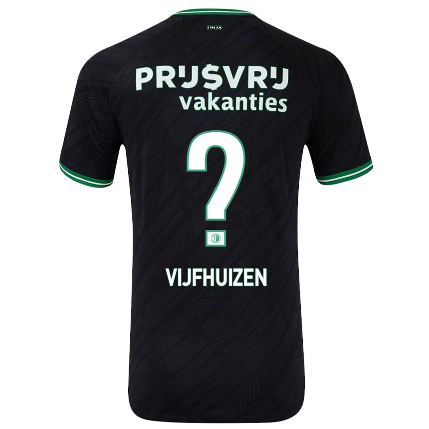 Homme Football Maillot Beer Vijfhuizen #0 Noir Vert Tenues Extérieur 2024/25