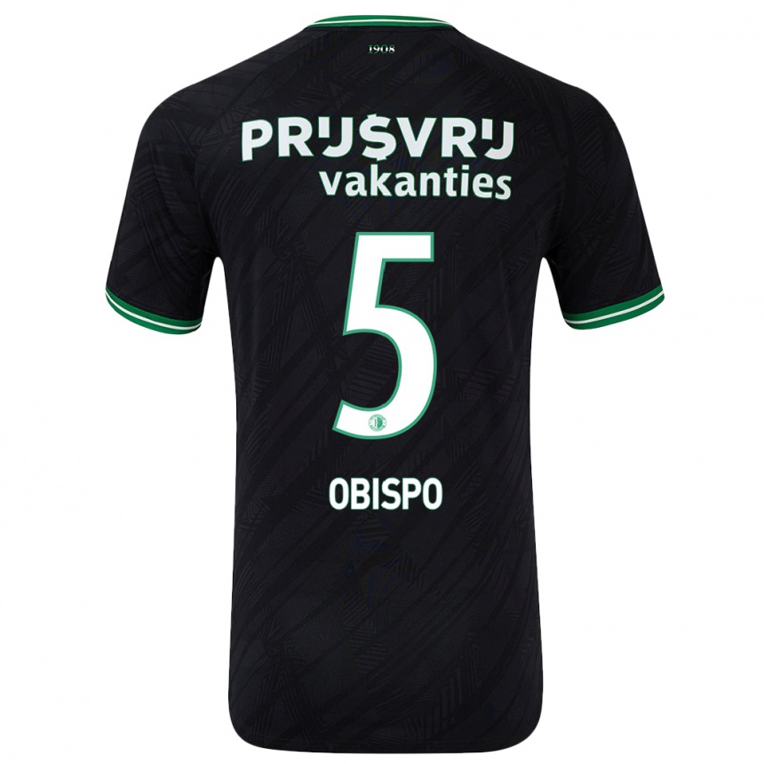 Homme Football Maillot Celainy Obispo #5 Noir Vert Tenues Extérieur 2024/25