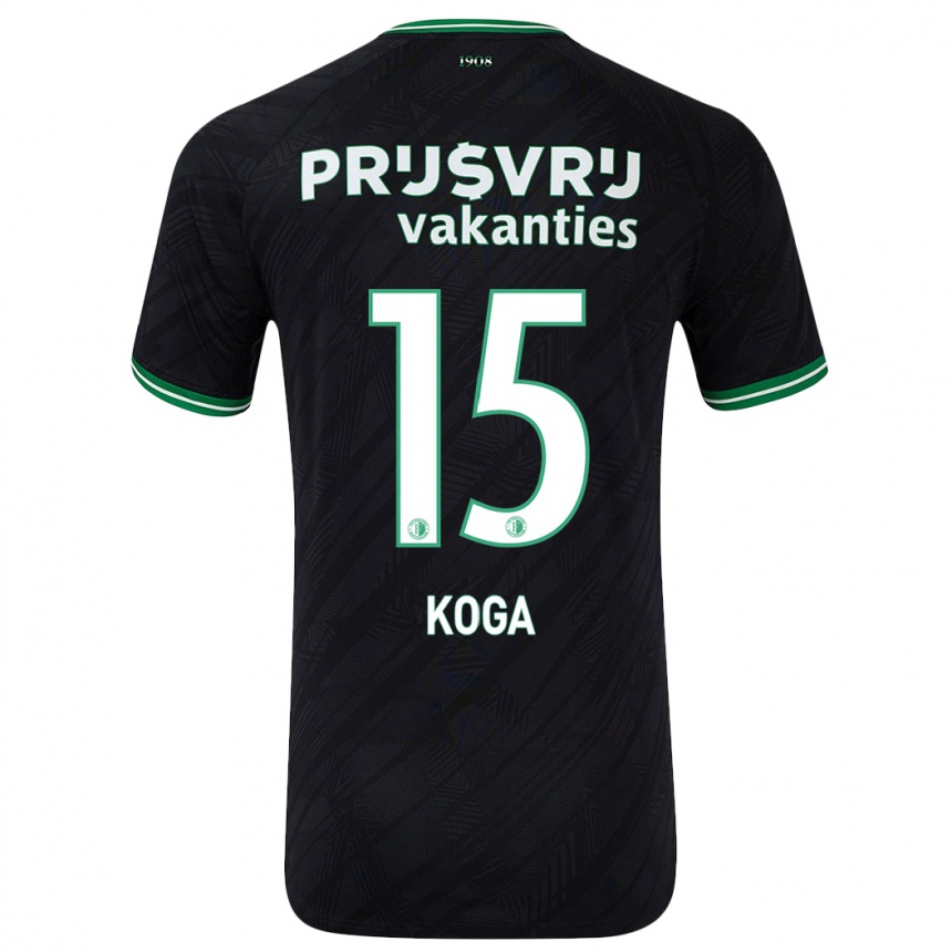 Homme Football Maillot Tōko Koga #15 Noir Vert Tenues Extérieur 2024/25