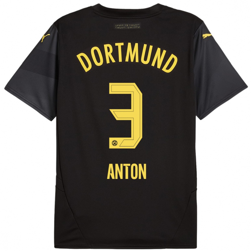 Homme Football Maillot Waldemar Anton #3 Noir Jaune Tenues Extérieur 2024/25